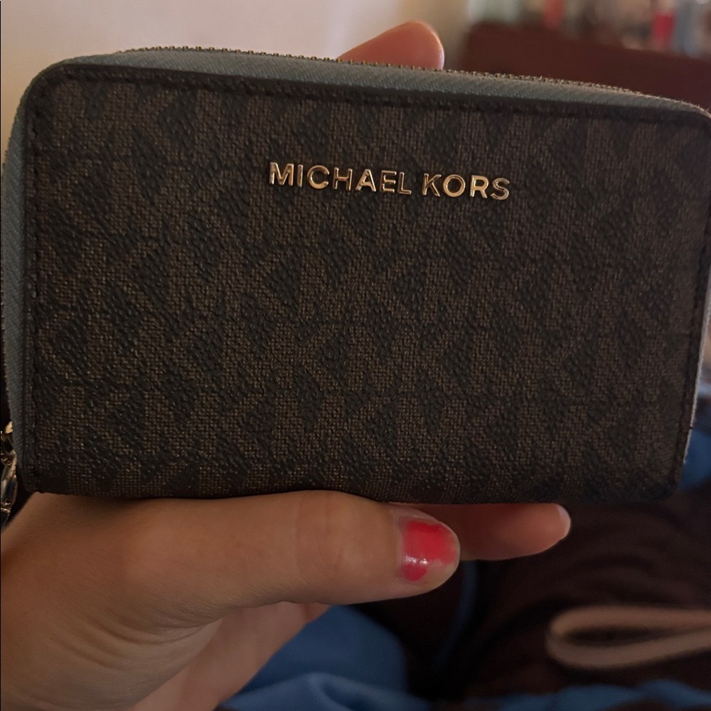 Michael Kors Dark Gray Wallet with Gold Logo